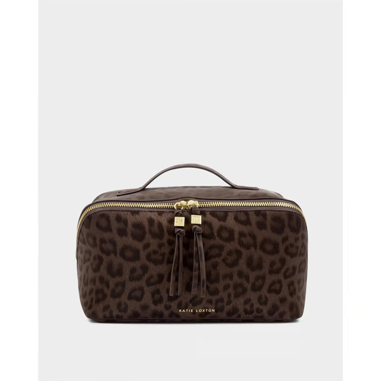 KATIE LOXTON SOHO LARGE MAKE UP / WASH BAG | Chocolate Leopard KATIE LOXTON