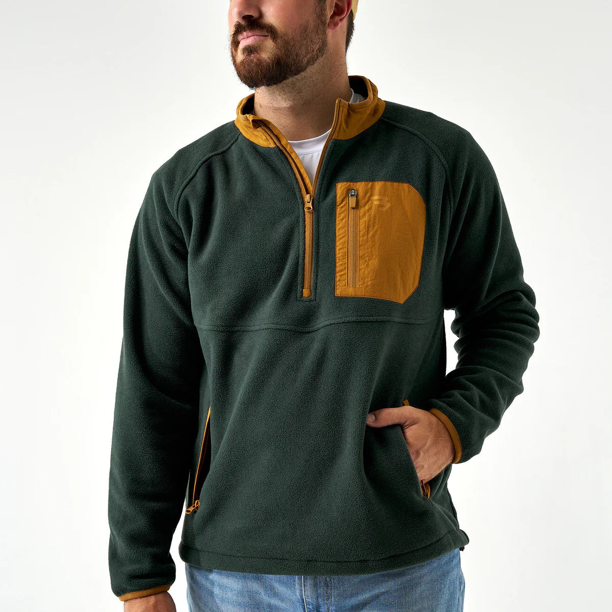 BURLEBO DARK OLIVE MICRO FLEECE PULLOVER BURLEBO