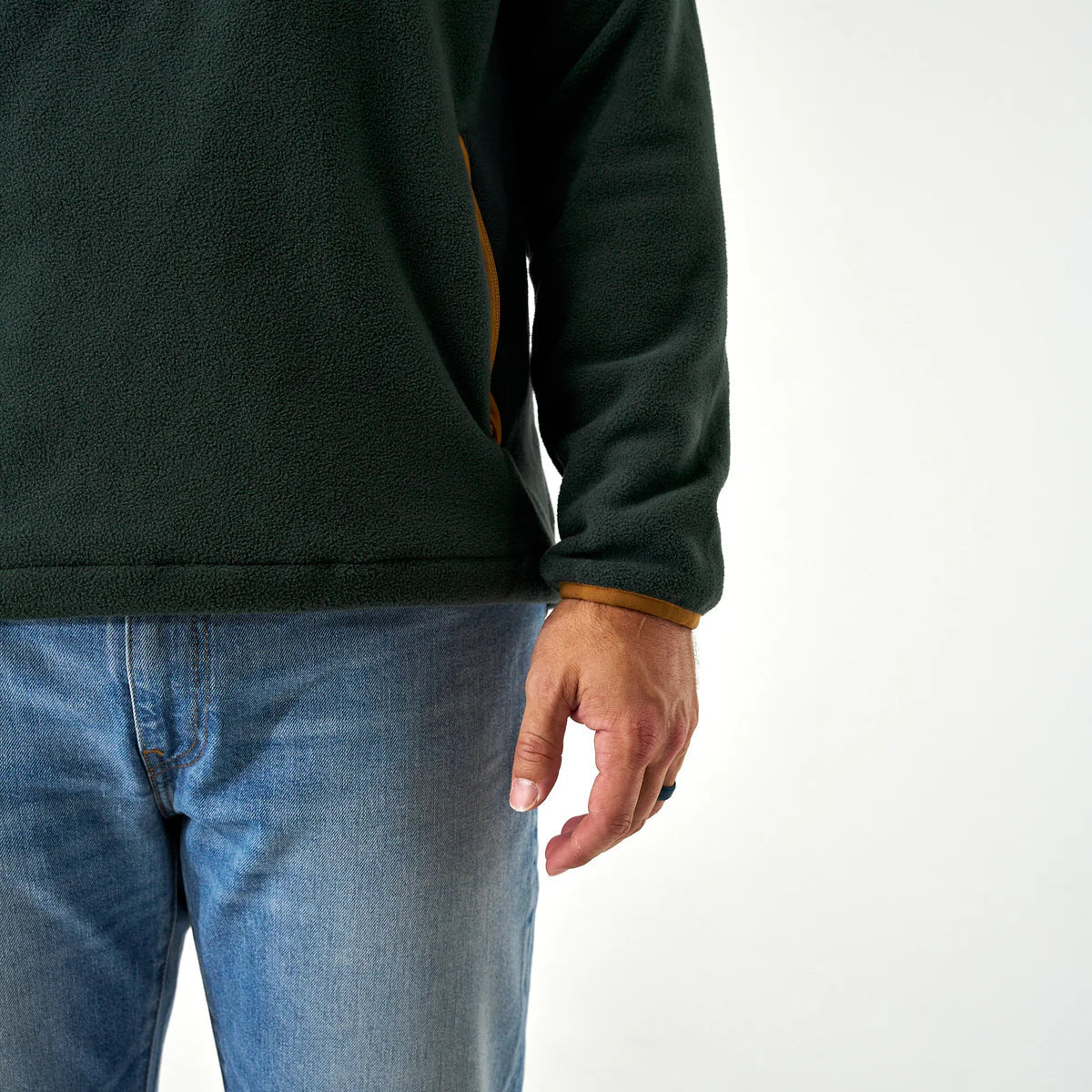 BURLEBO DARK OLIVE MICRO FLEECE PULLOVER BURLEBO