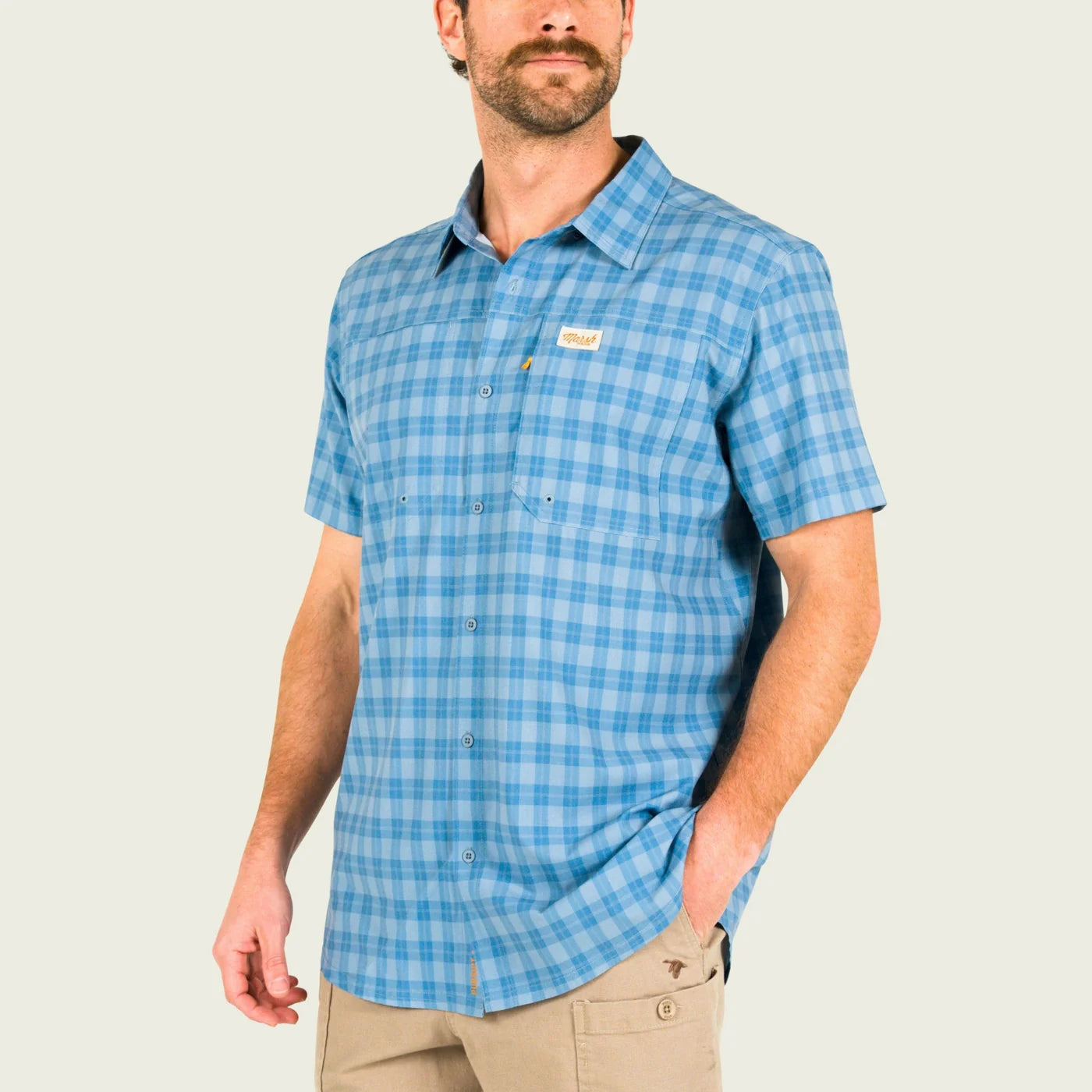 MARSH WEAR Blue Heaven Lenwood Tech Shortsleeve Button Down Shirt MARSH WEAR