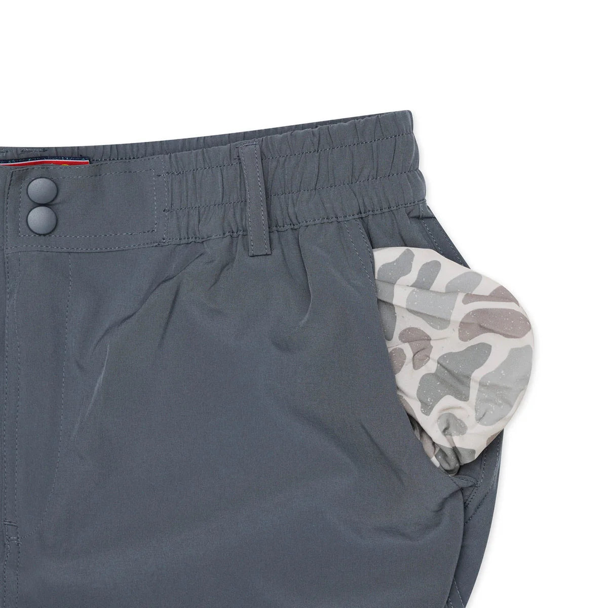 Burlebo  River Rock Grey Everyday Shorts with Classic Deer Camo Pocket (5.5" Inseam) BURLEBO