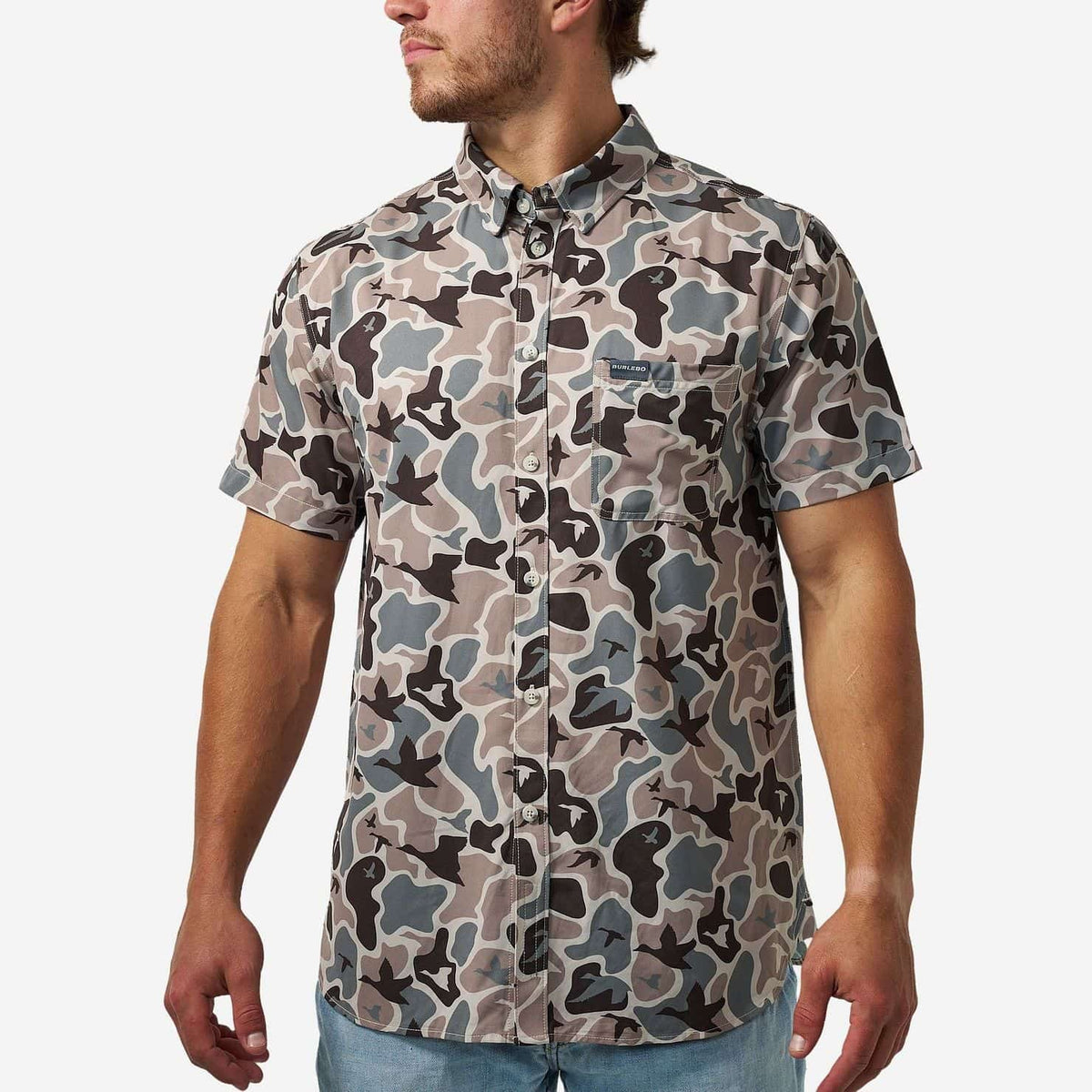 Burlebo Mallard Mayhem Camo Performance Button Up Shirt BURLEBO