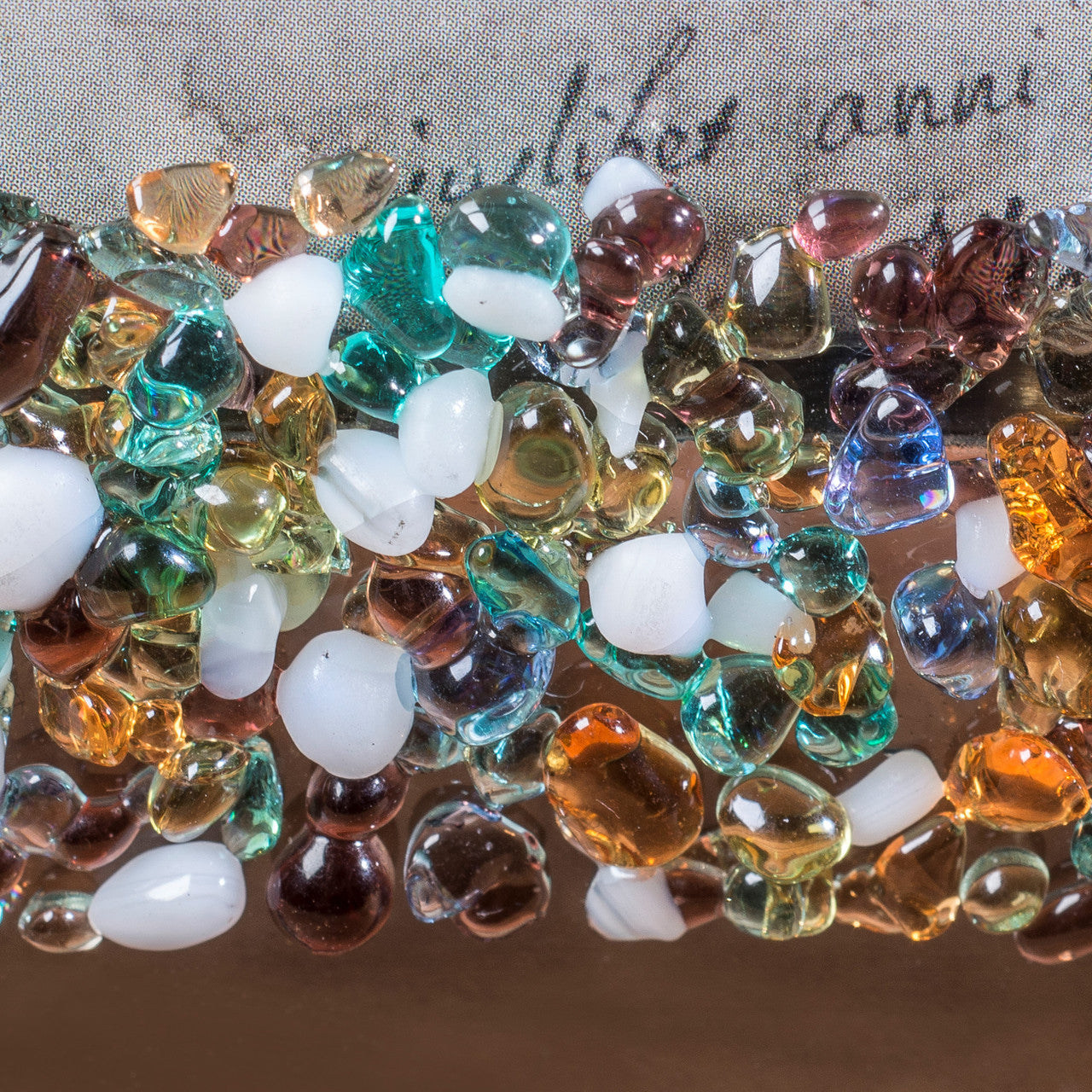 J Devlin Glass Art & Bert Anderson Collection - Pic 456 Multi Colored Fused Glass Chips on Clear Frame Series: 4x6 J Devlin Glass Art & Bert Anderson Collection