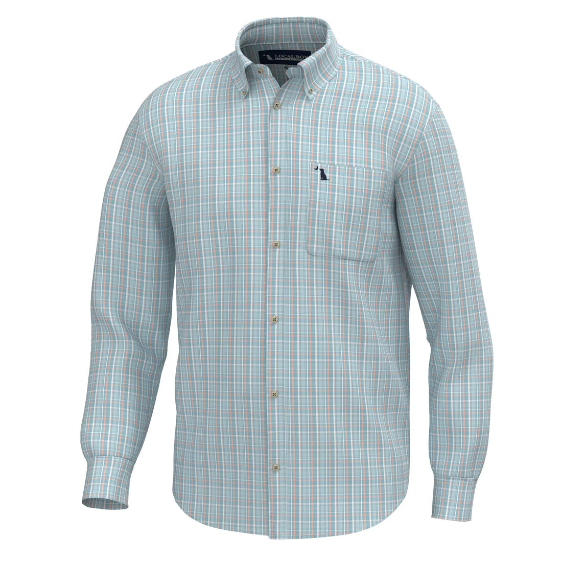 Local Boy Teal/Aqua/Salmon Buffkin Dress Shirt LOCAL BOY OUTFITTER