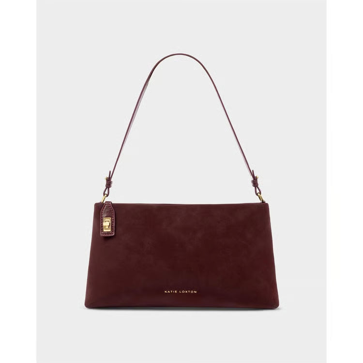 KATIE LOXTON ORIN TWIST LOCK SMALL SHOULDER | Cherry Suedette / Cherry Distressed KATIE LOXTON