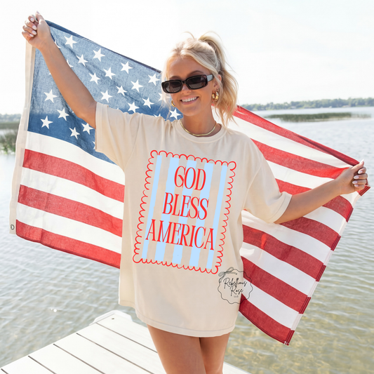 Rebellious Rose LLC - God Bless America Fourth of July Graphic T-shirt: XL Rebellious Rose LLC