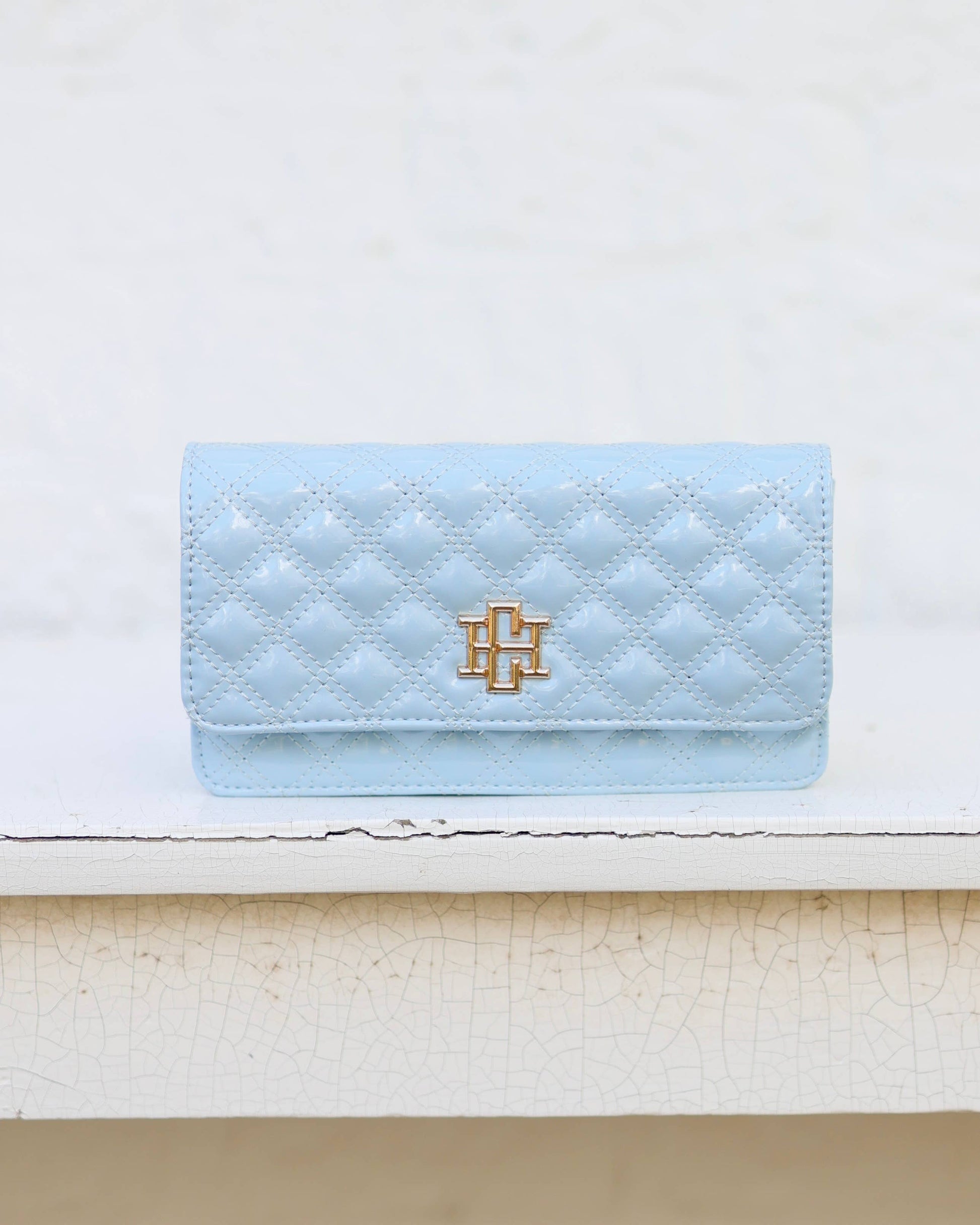 Caroline Hill - Brynleigh Clutch Crossbody Light Blue Patent: Default Caroline Hill