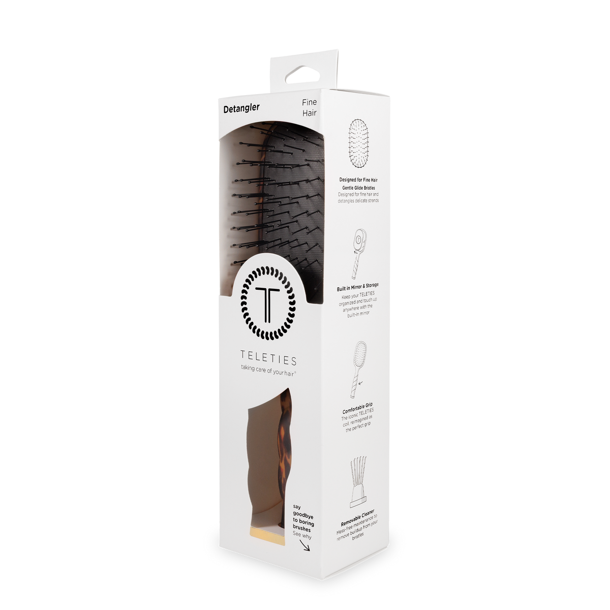 TELETIES - Detangler Brush |Tortoise| Fine TELETIES