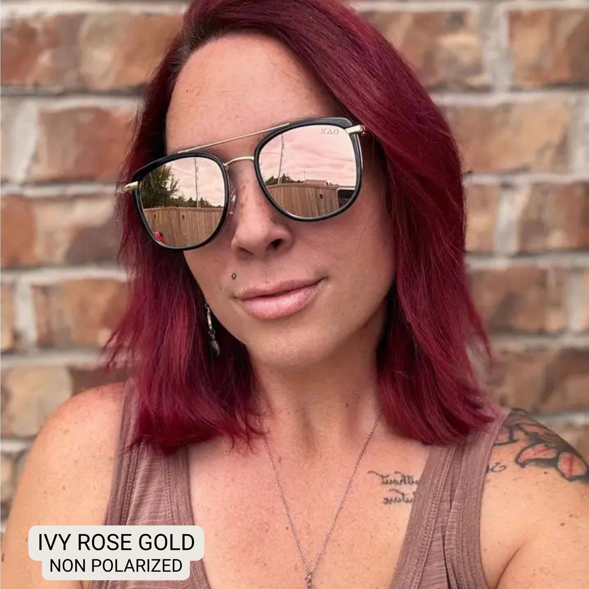 DAX Eyewear - Ivy - Women's Oversized Square Sunglasses: GOLD DAX Eyewear