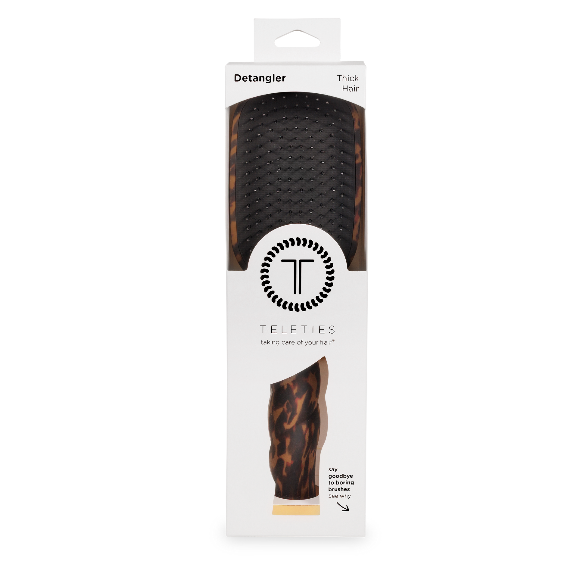 TELETIES - Detangler Hair Brush for Thick Hair - Tortoise TELETIES