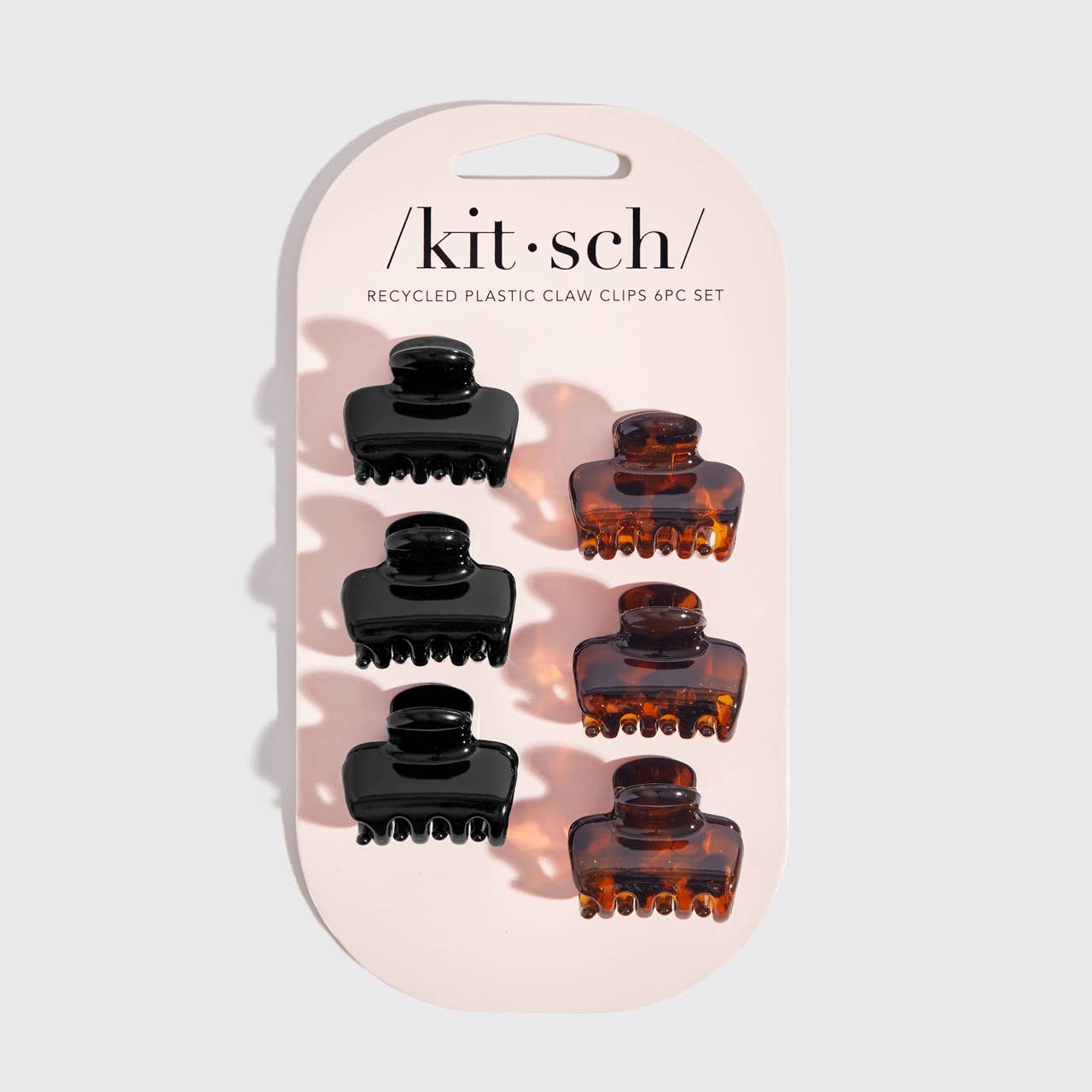 KITSCH -  Recycled Plastic Mini Puffy Claw Clips 6pc Set- Black/Tort KITSCH
