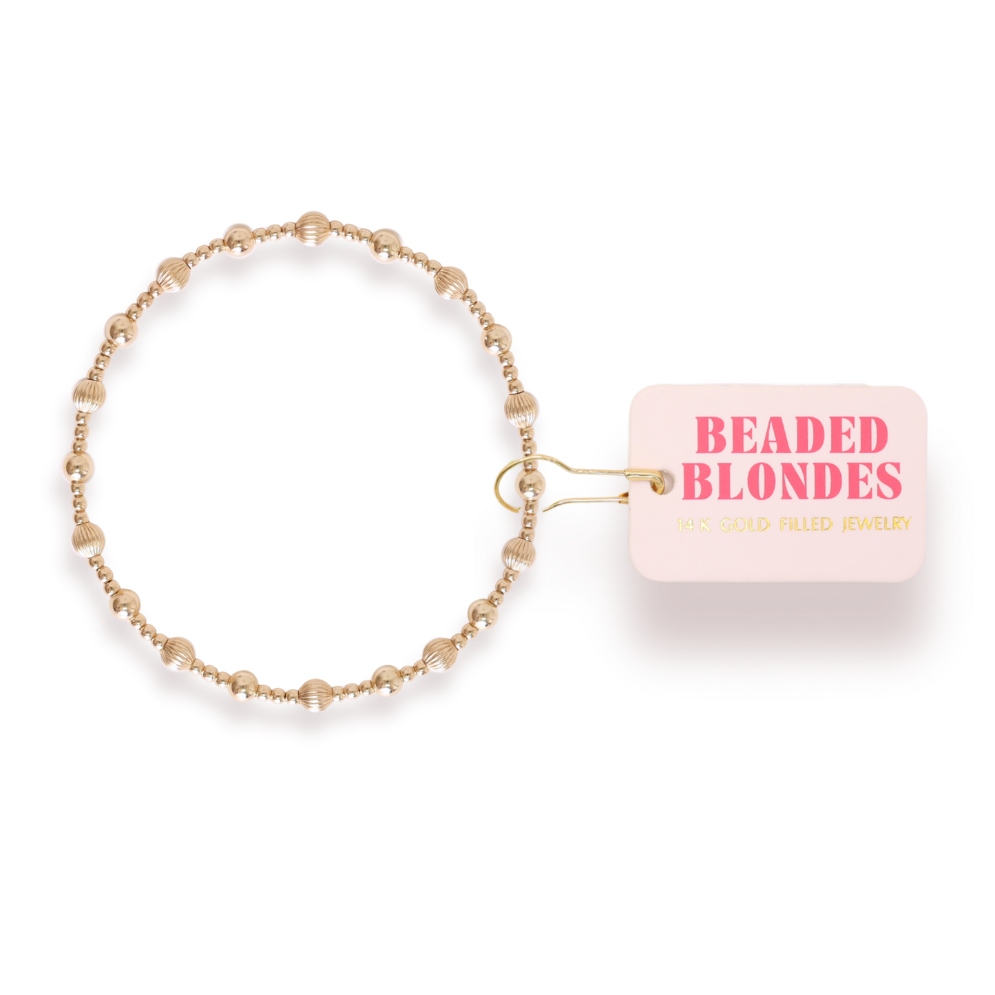 Beaded Blondes - Palmer Fluted Bracelet in Gold: Petite 6.25 Inch Beaded Blondes