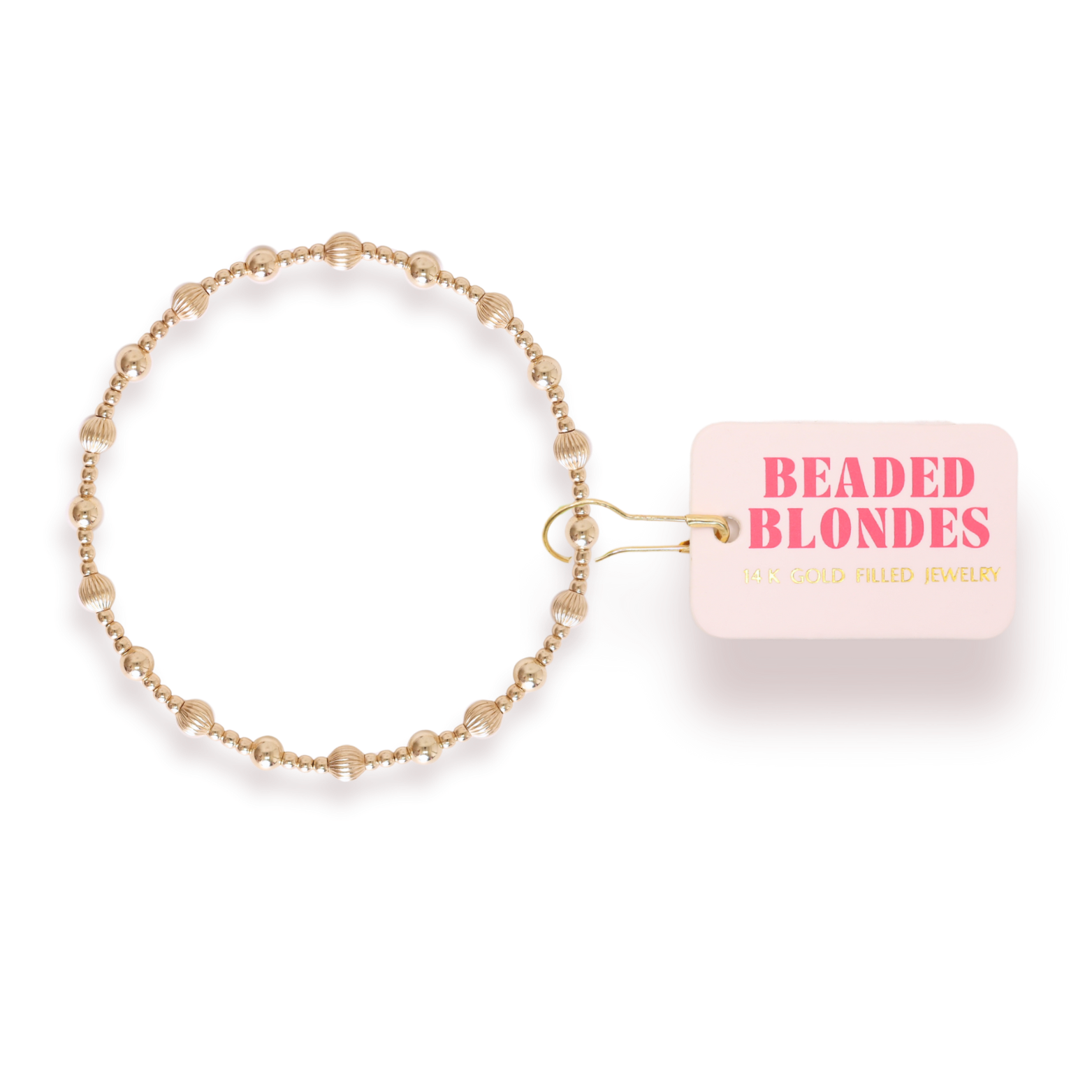 Beaded Blondes - Palmer Fluted Bracelet in Gold: Petite 6.25 Inch Beaded Blondes