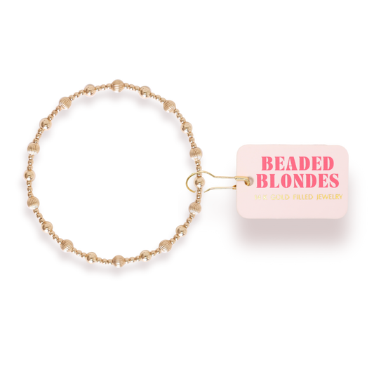 Beaded Blondes - Palmer Fluted Bracelet in Gold: Petite 6.25 Inch Beaded Blondes