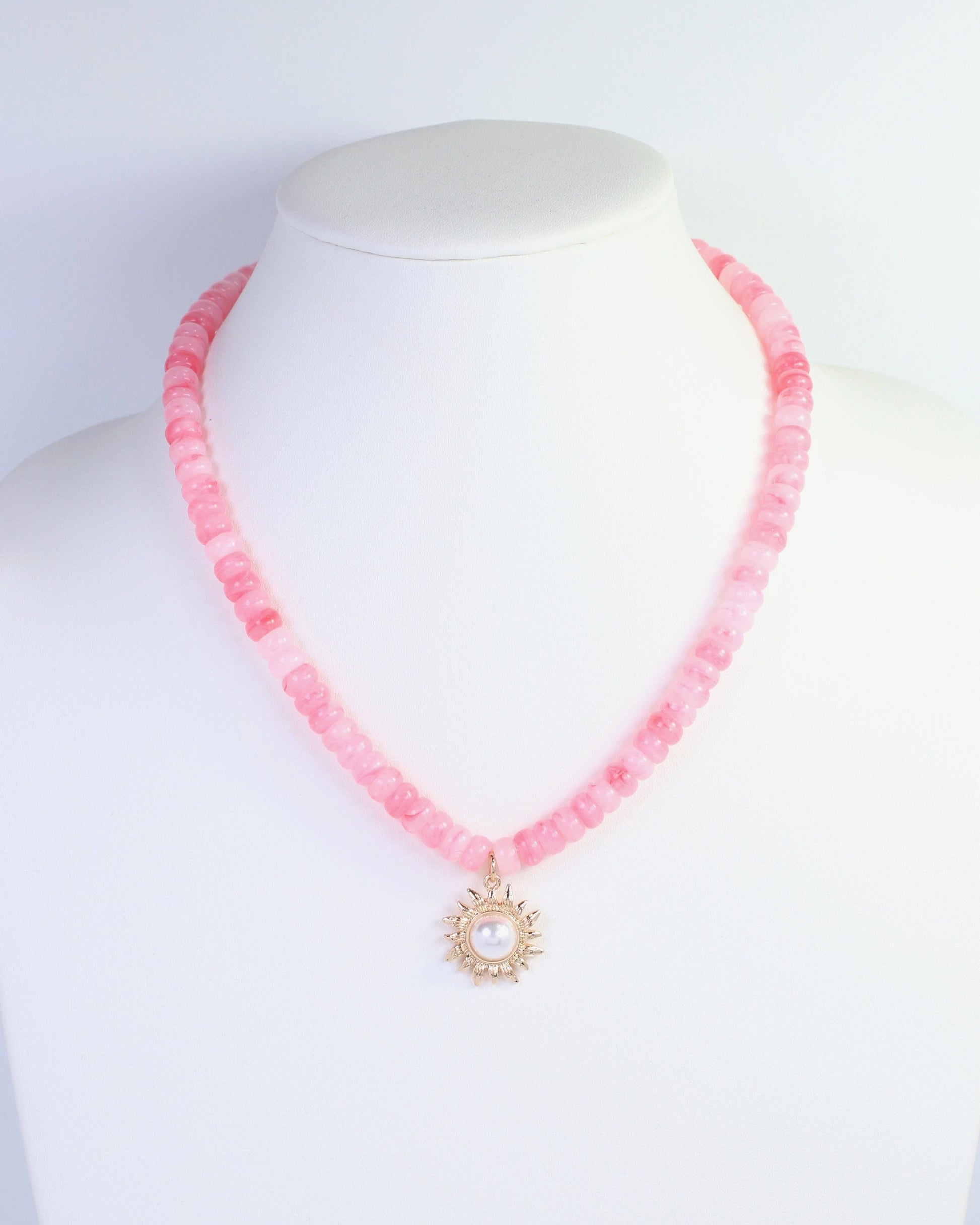 Caroline Hill - Abbigail Beaded Flower Necklace Pink: Default Caroline Hill