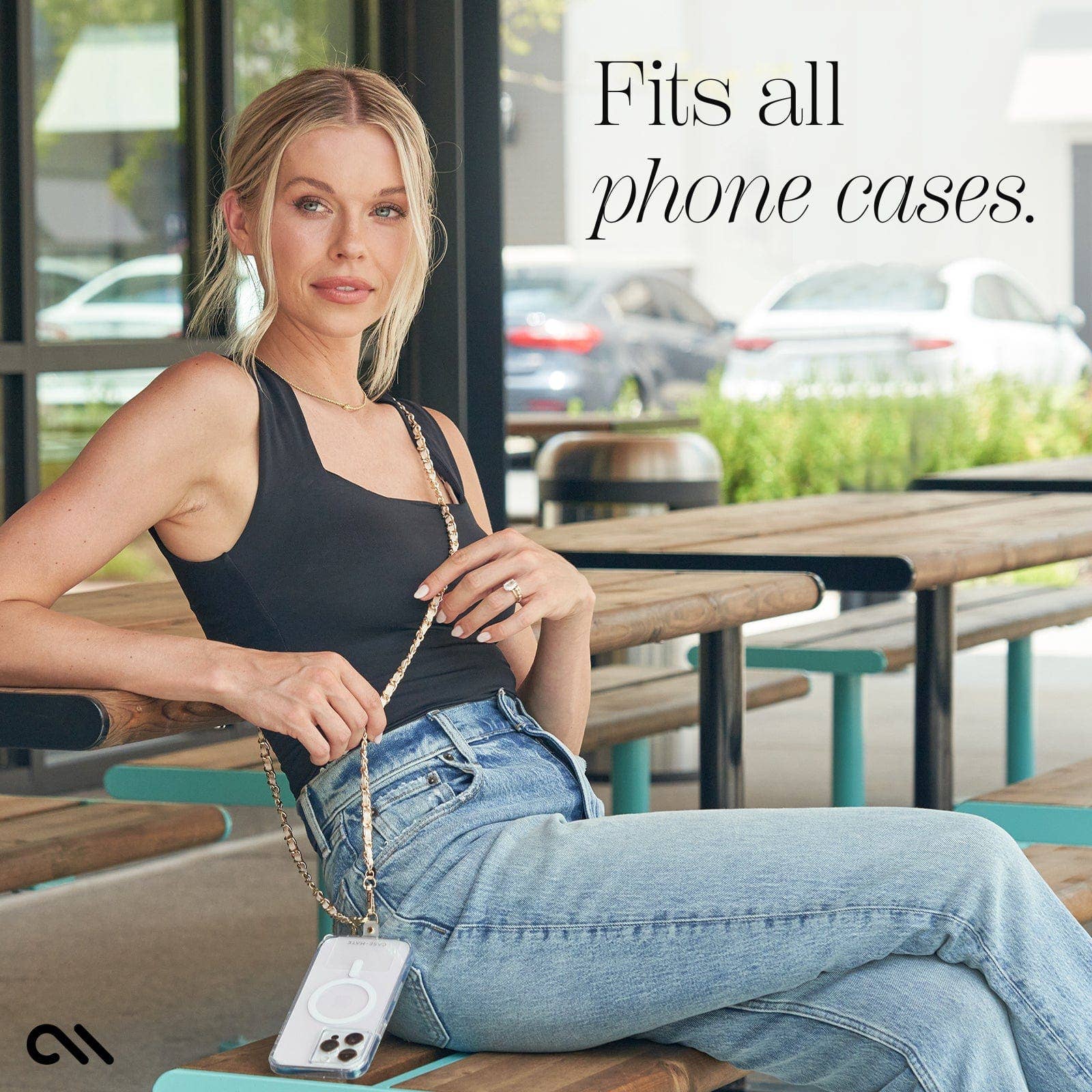 Case-Mate - Gold Chain/Tan Leather Phone Crossbody: Gold/Tan Case-Mate