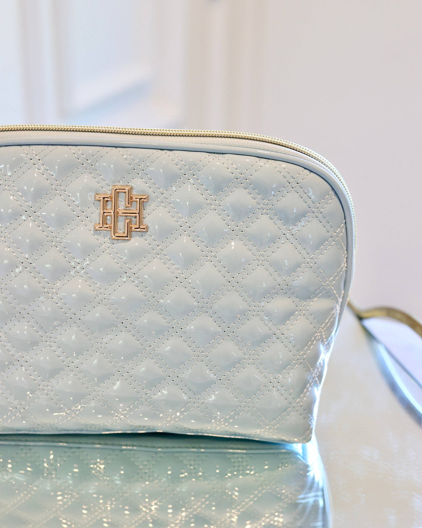 Caroline Hill - Capri Large Pouch Light Blue Patent: Default Caroline Hill