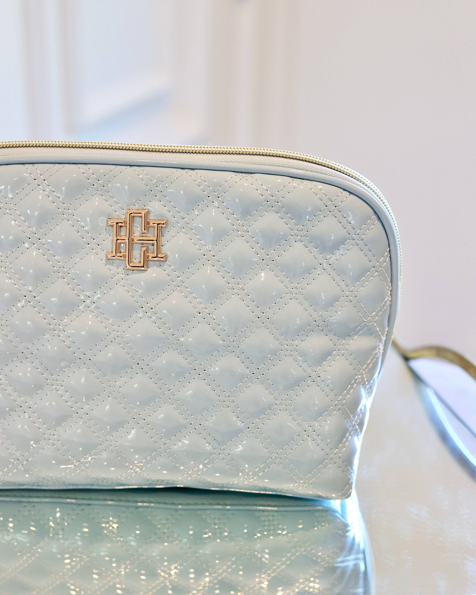 Caroline Hill - Capri Large Pouch Light Blue Patent: Default Caroline Hill