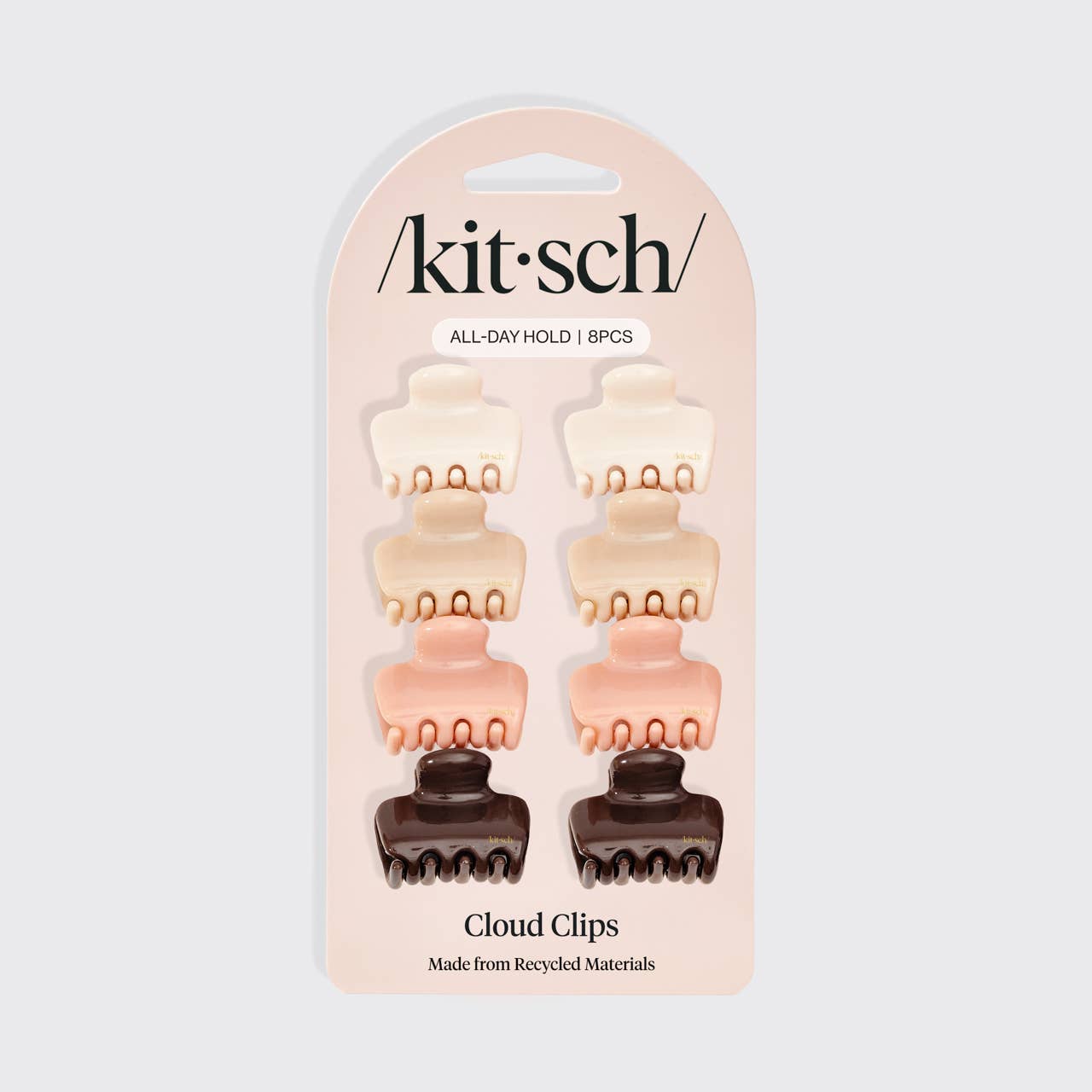 KITSCH - Recycled Plastic Mini Cloud Claw Clips 8pc Set - Rosewood KITSCH
