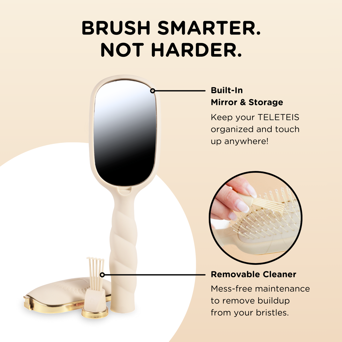TELETIES - Detangler Brush |Tan| Medium TELETIES