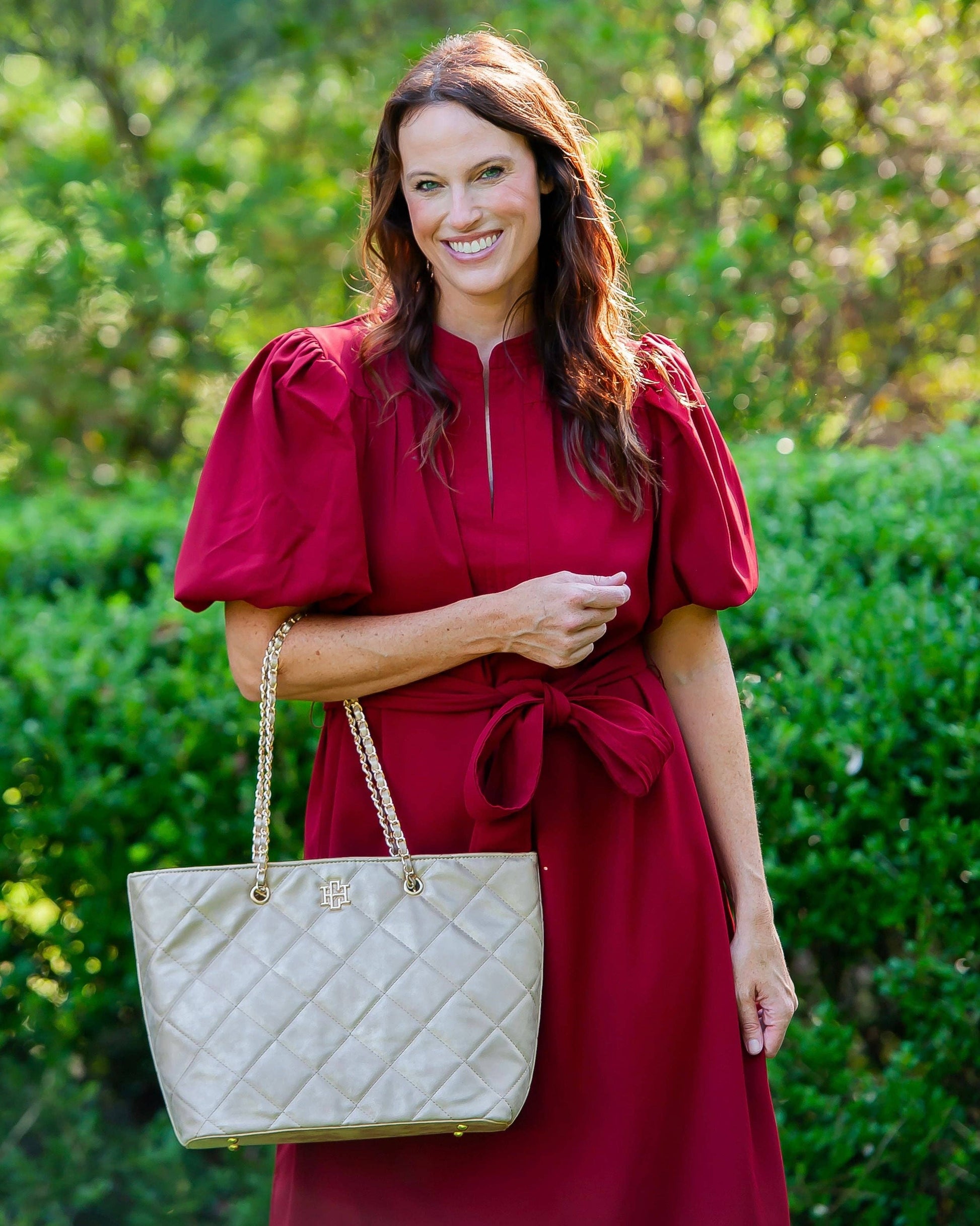 Caroline Hill Gold Shimmer LD Quentin Quilted Tote Caroline Hill