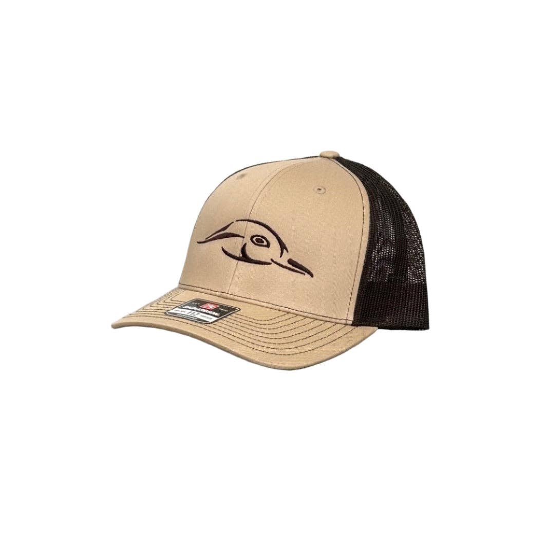 American Flyway Waterfowl - 112 Khaki / Coffee Duck Logo Trucker American Flyway Waterfowl