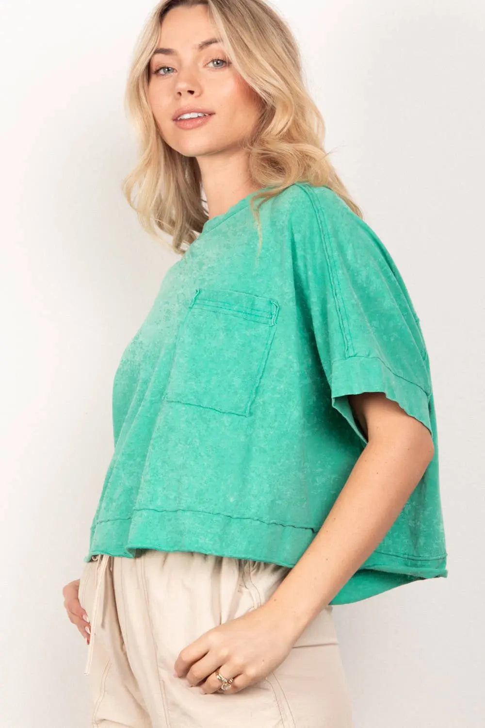 Oversized Washed Crop Knit Top VERY J / LOVE RICHE