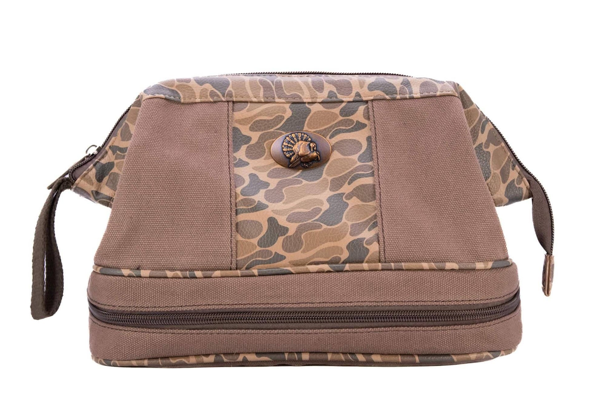 Zep-Pro - Turkey Brown Waxed Canvas Old School Camo Men's Toiletry Dopp Bag.: Brown/Tan Zep-Pro