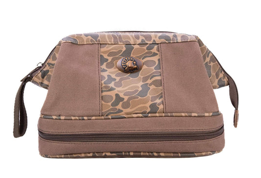 Zep-Pro - Turkey Brown Waxed Canvas Old School Camo Men's Toiletry Dopp Bag.: Brown/Tan Zep-Pro