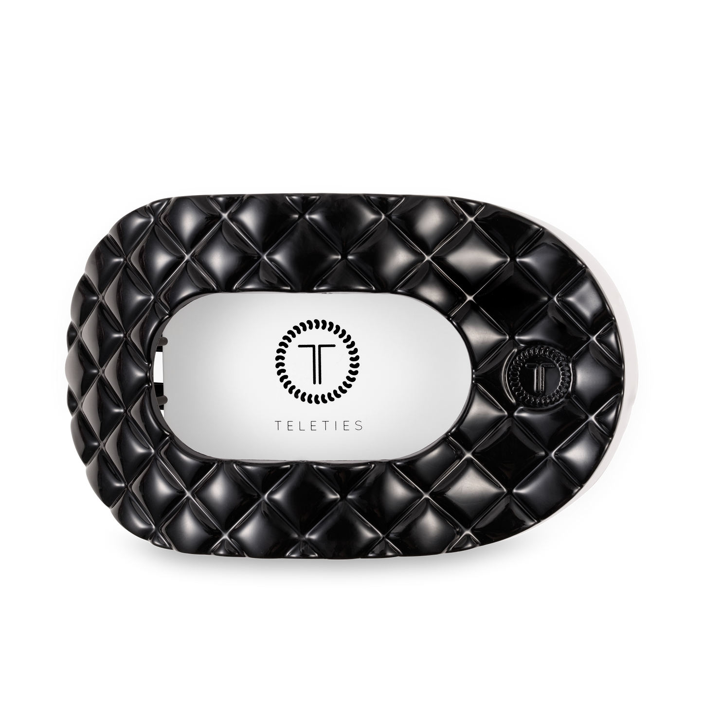 TELETIES - Flat Round Hair Clip | Large | Jet Black Quilted TELETIES