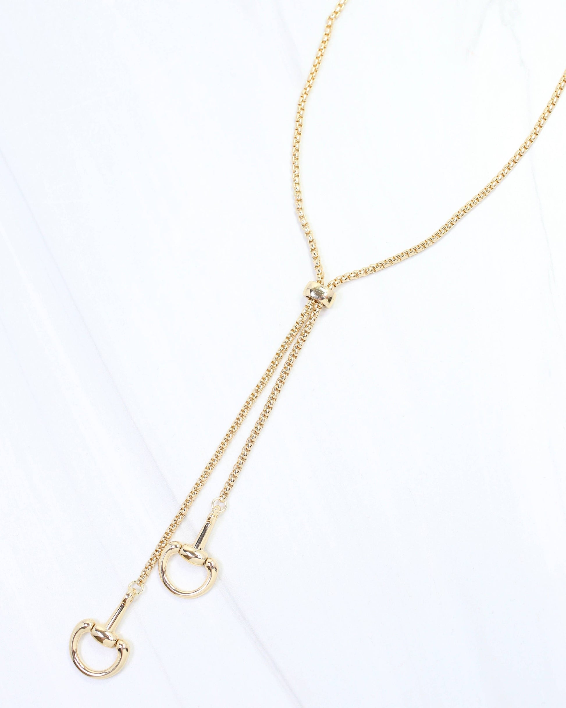 Caroline Hill - Frances Horsebit  Adjustable Chain Necklace Gold: Default Caroline Hill