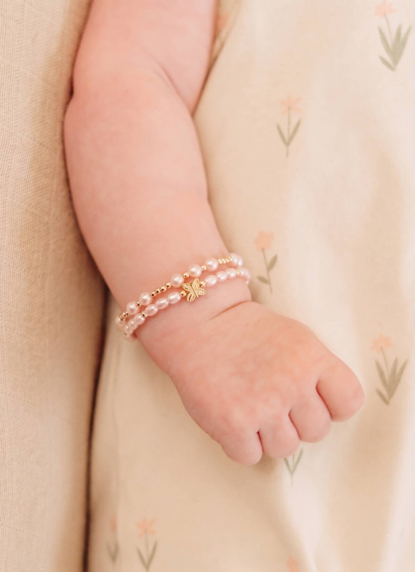 Cherished Moments - 14K Gold-Plated Pink Pearl Baby or Girls Bracelet : Small 0-12m Cherished Moments