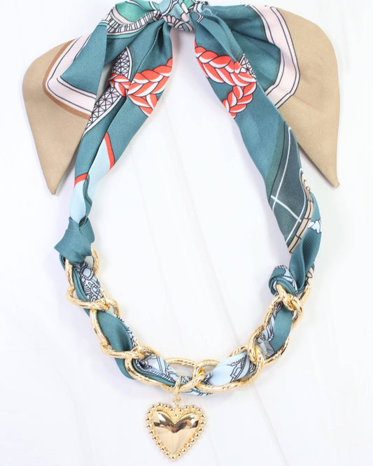 Caroline Hill - Santee Scarf Charm Necklace Teal: Default Caroline Hill