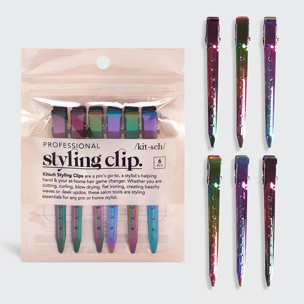 KITSCH - Styling Hair Clips 6pc - Iridescent KITSCH