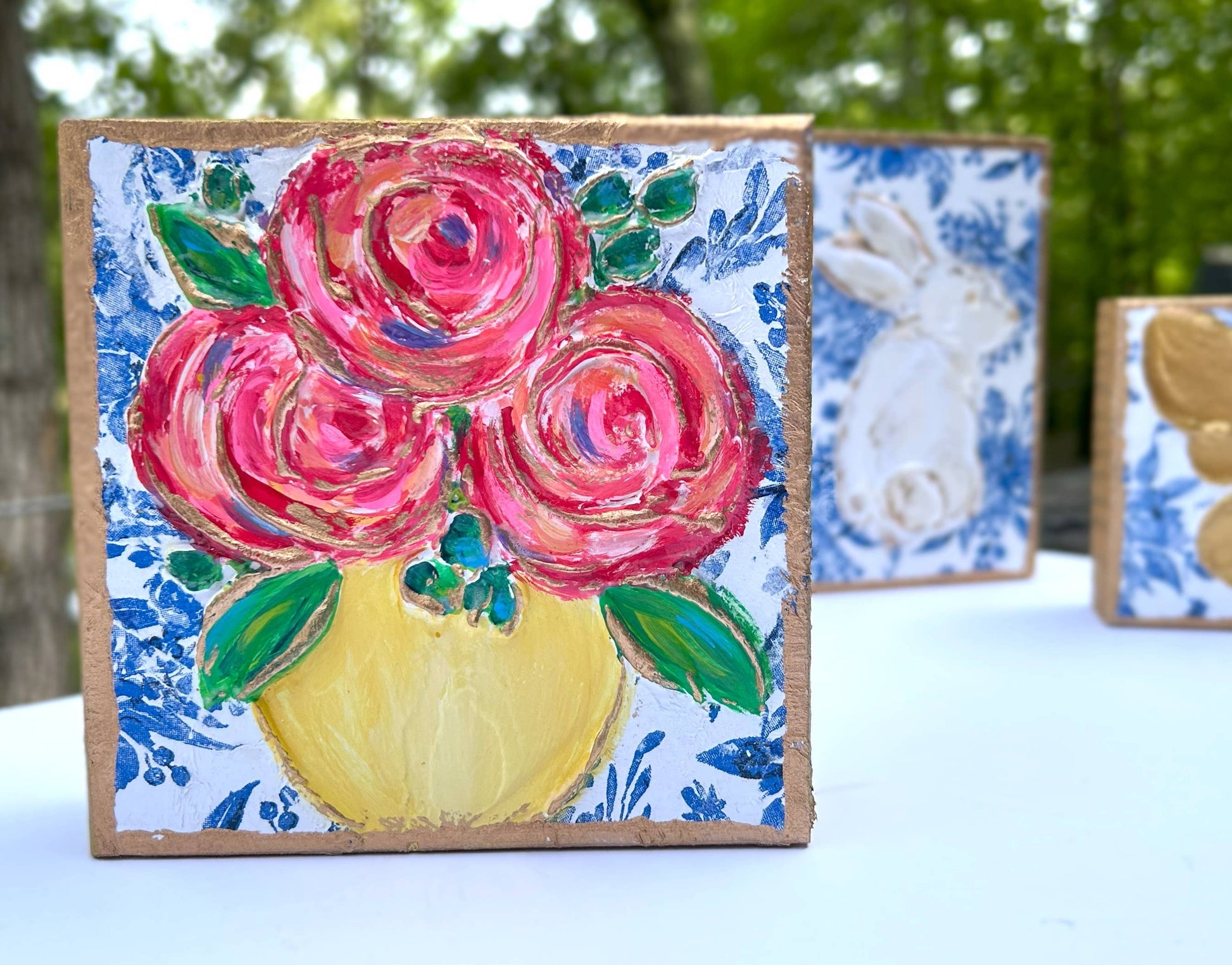 Coddiwomple - Chinoiserie Floral block |  botanicals blue white bridal tea Coddiwomple