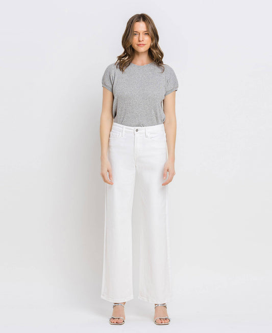 VERVET by FLYING MONKEY - HIGH RISE WIDE LEG JEANS T6393WH: OPTIC WHITE / 29 VERVET by FLYING MONKEY