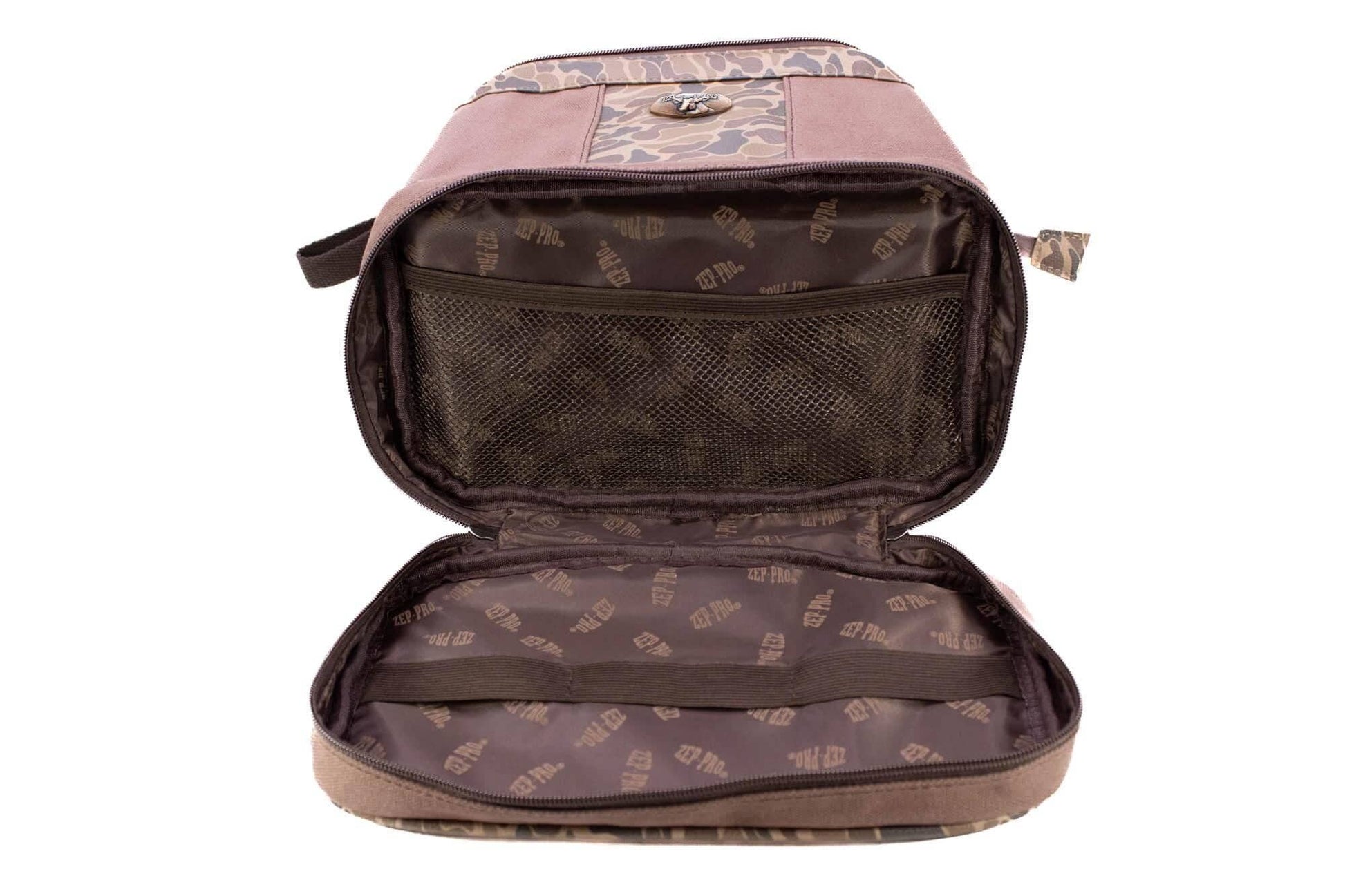 Zep-Pro - Shot Shell Brown Waxed Canvas Old School Camo Men's Toiletry Dopp Bag.: Brown/Tan Zep-Pro