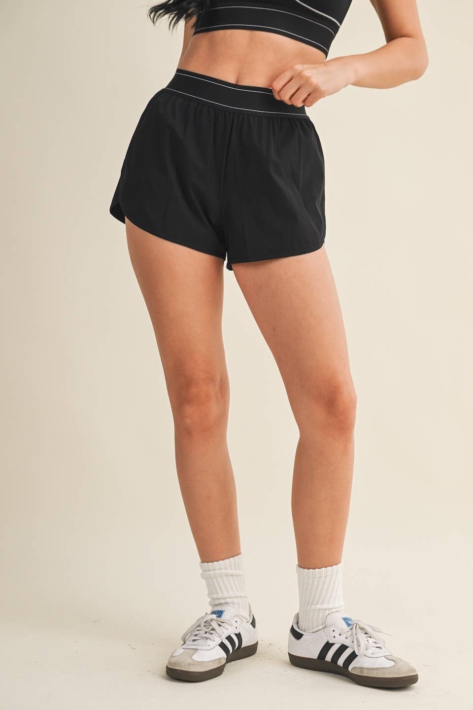 KIMBERLY C - Lightweight Shorts with Elastic Waistband: Black / S KIMBERLY C
