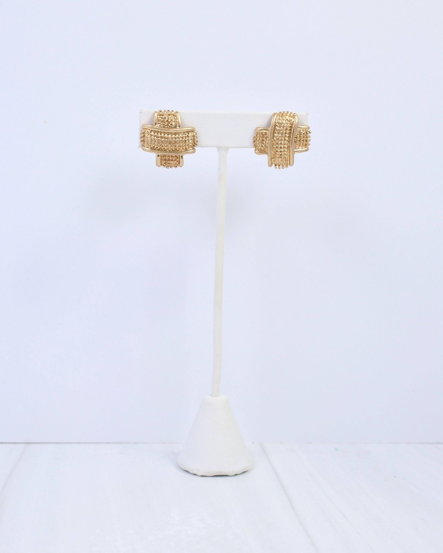 Caroline Hill - Bernadette Textured Stud Earring Worn Gold: Default Caroline Hill