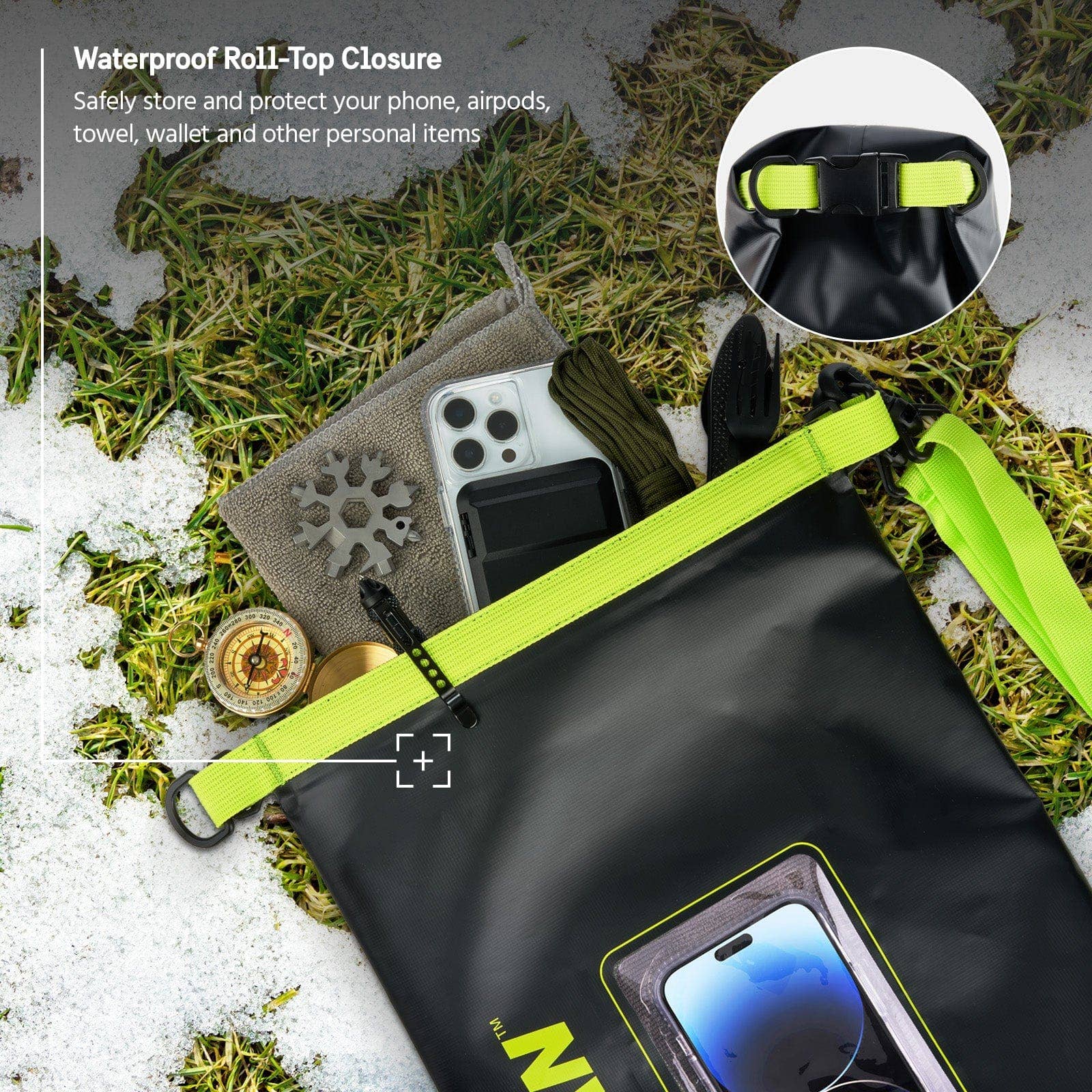 Case-Mate - Pelican Marine Waterproof 5L Dry Bag (Black/ Hi Vis Yellow) - Phone Pouch: Black/Hi Vis Yellow Case-Mate