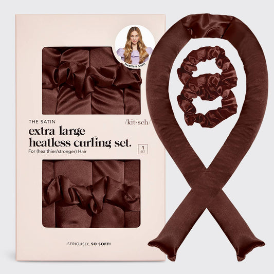 KITSCH - XL Satin Heatless Curling Set - Chocolate KITSCH