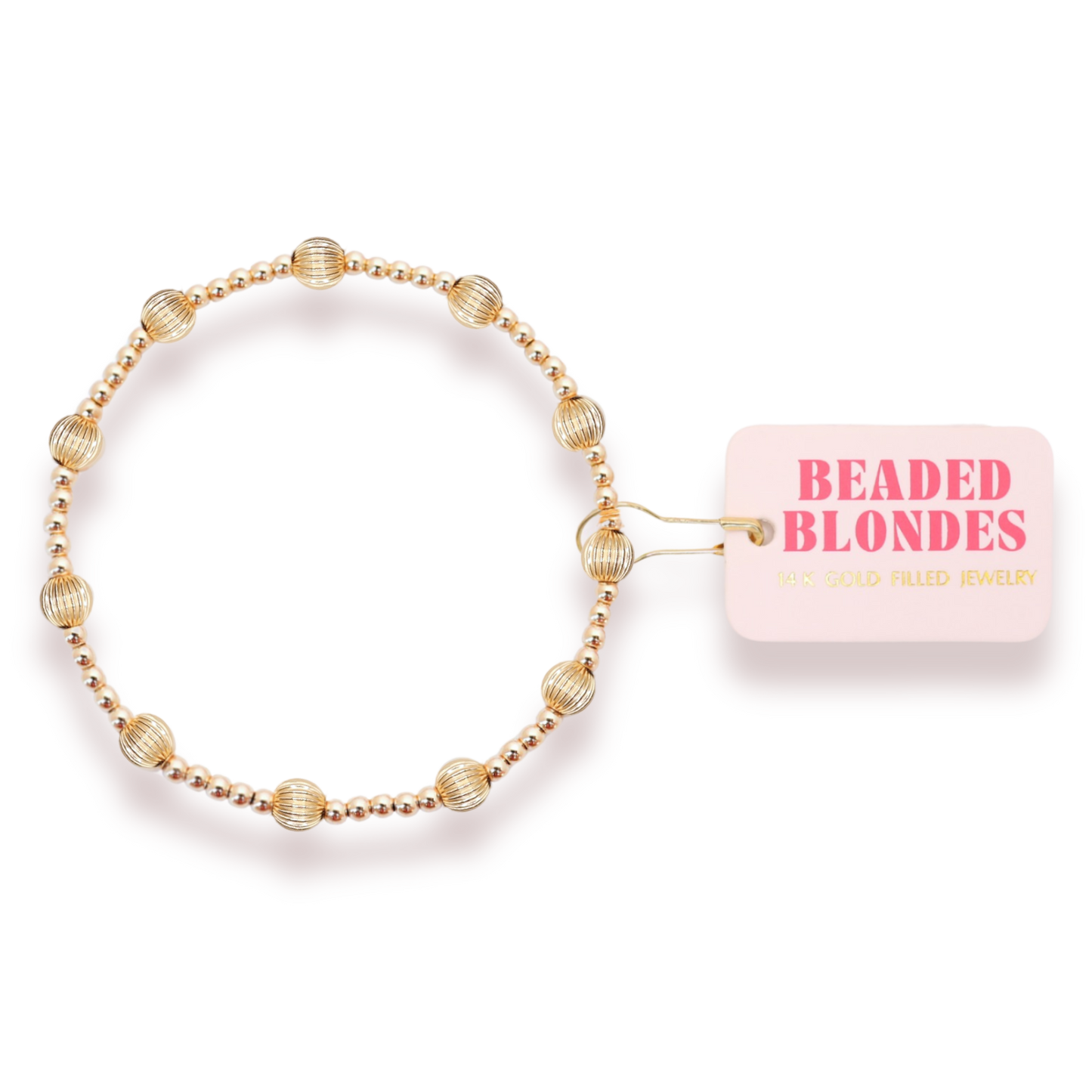 Beaded Blondes - Lively Fluted Bracelet in Gold: Petite 6.25 inch Beaded Blondes