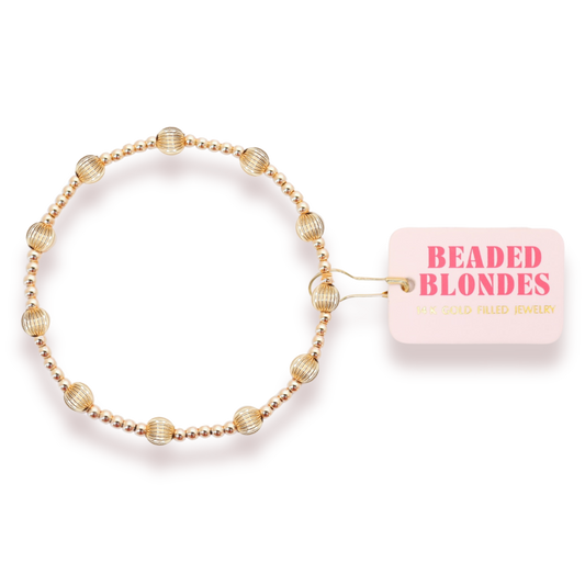 Beaded Blondes - Lively Fluted Bracelet in Gold: Petite 6.25 inch Beaded Blondes