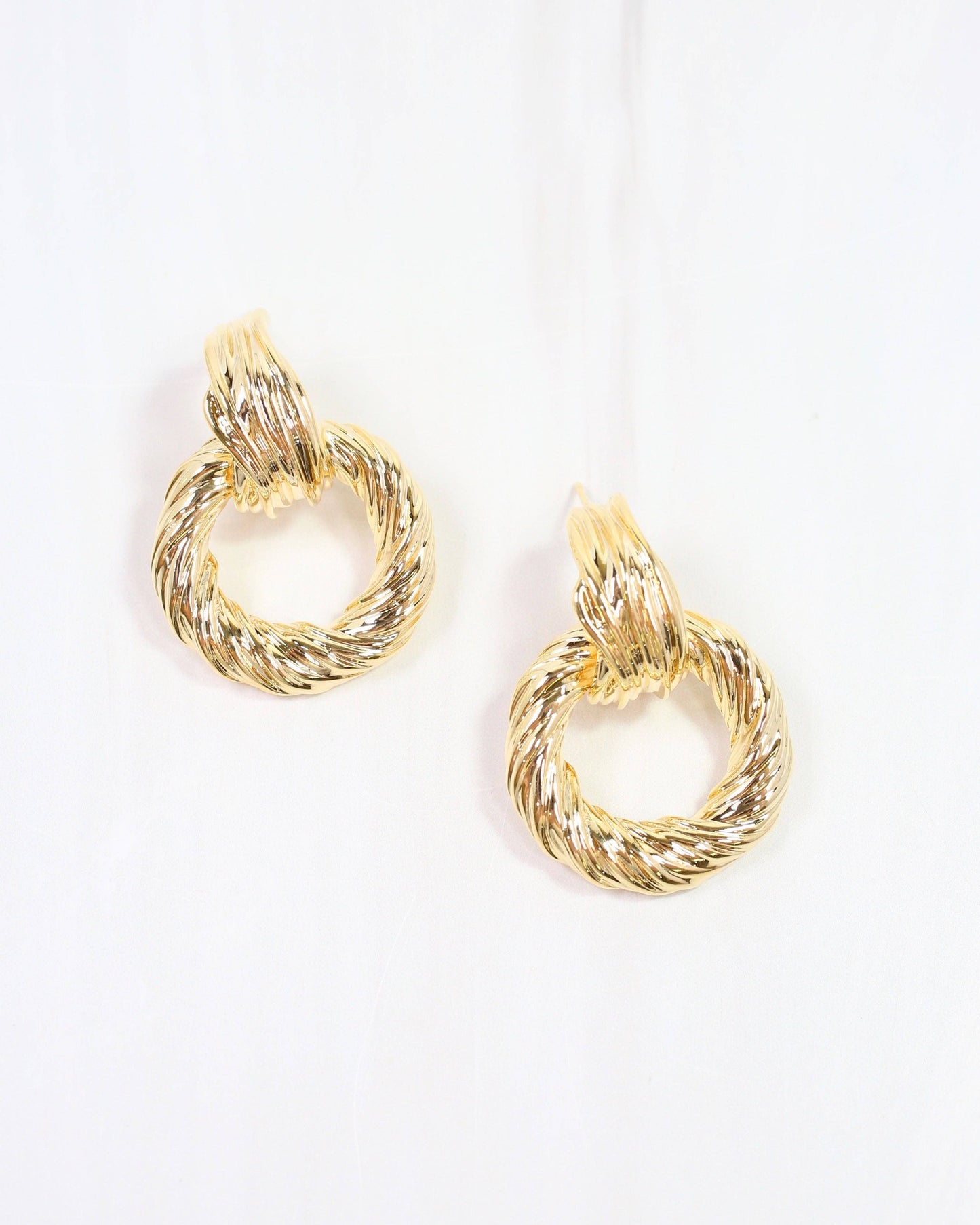 Caroline Hill - Traci Textured Drop Earring Gold: Default Caroline Hill