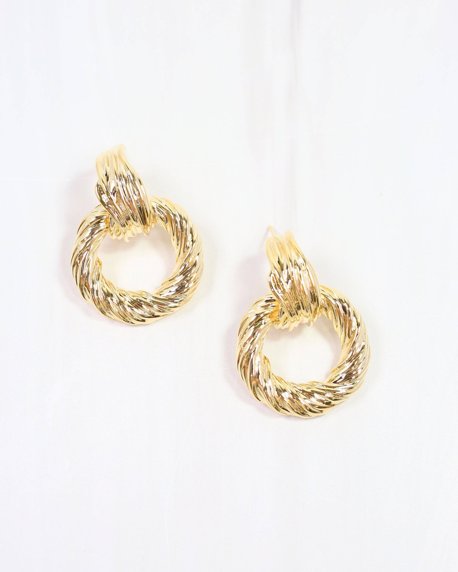 Caroline Hill - Traci Textured Drop Earring Gold: Default Caroline Hill