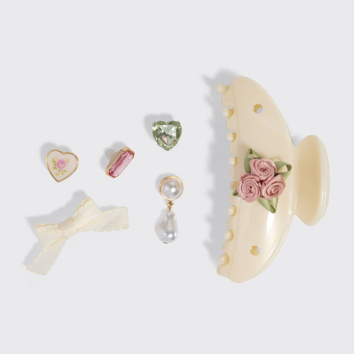 KITSCH - KitschPop™️Curved Claw Clip 7pc Set Vintage- Pearlized Cream KITSCH