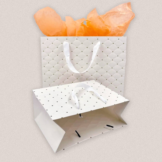 ByHome - 12pcs, 2 sizes ivory dot wavy surface gift bag w/ tissue: Small ByHome