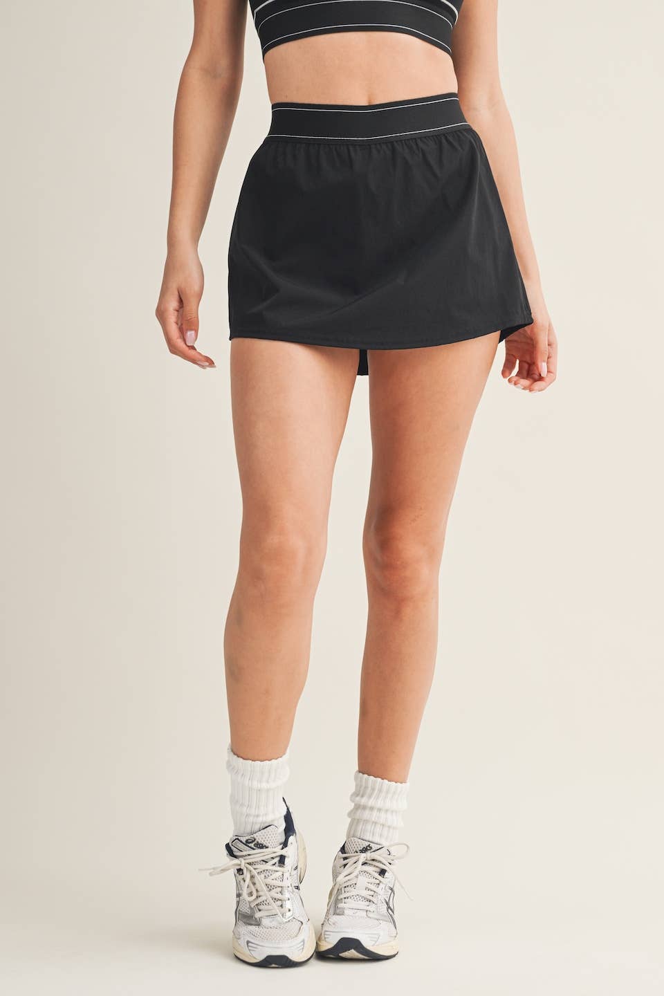 KIMBERLY C - Lightweight Skort with Elastic Waistband: Black / M KIMBERLY C