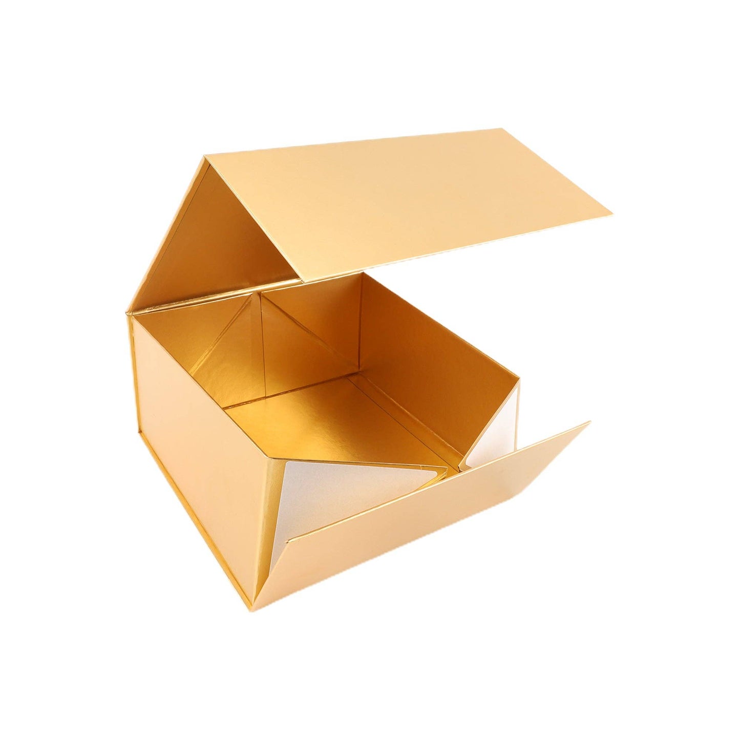LA Ribbons Wholesale - 8"x 8"x 4" Collapsable ,Gift Box w/ Magnetic Square Flap Lid | Matte Gold LA Ribbons Wholesale