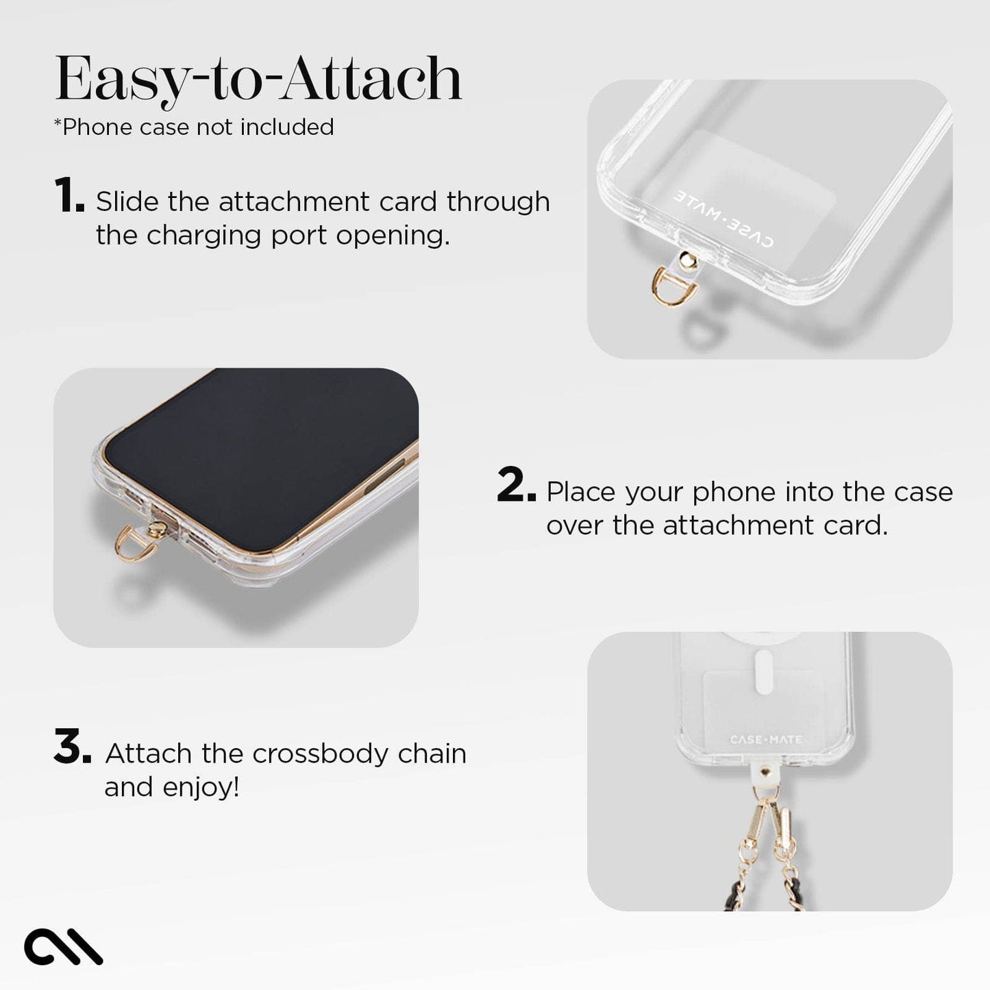 Case-Mate - Gold Chain/Black Leather Phone Crossbody: Gold/Black Case-Mate